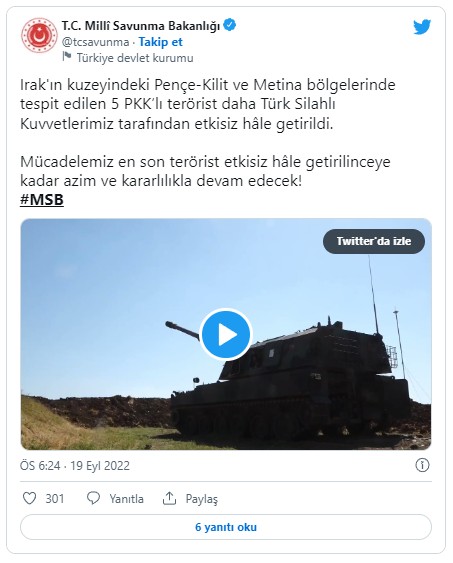 MSB duyurdu! 5 terörist etkisiz hale getirildi!